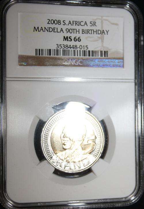 2008 Mandela 90th Birthday R5 - NGC Graded - MS66 - R1 START