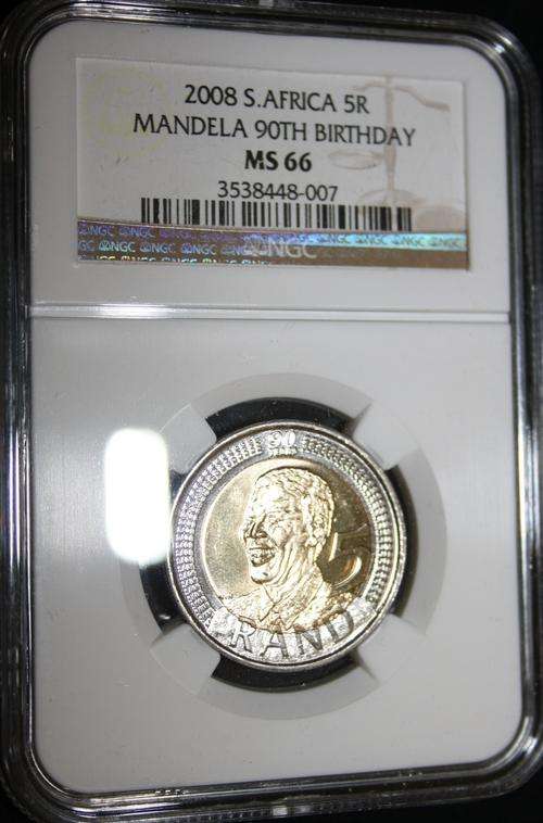 2008 Mandela 90th Birthday R5 - NGC Graded - MS66 - R1 START