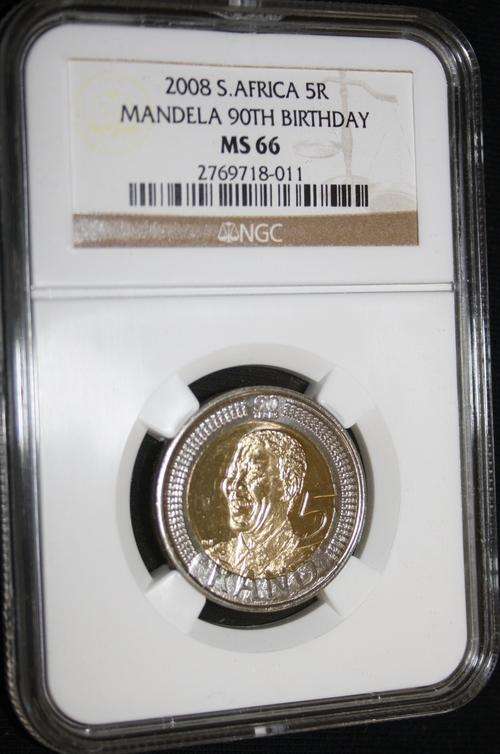 2008 Mandela 90th Birthday R5 - NGC Graded - MS66 - R1 START