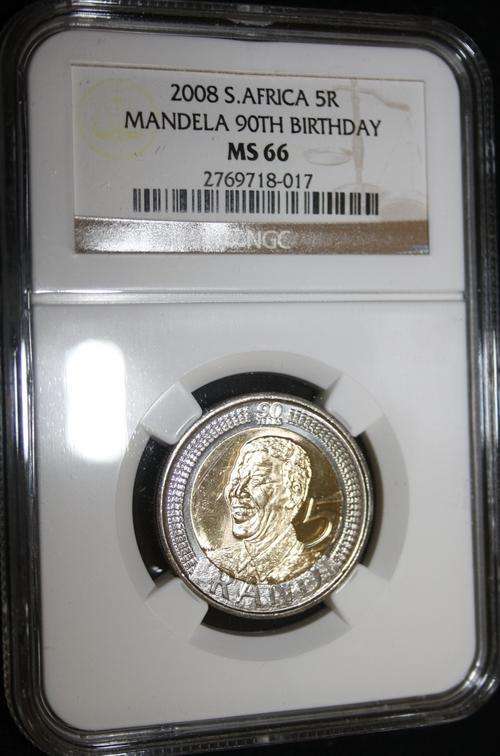 2008 Mandela 90th Birthday R5 - NGC Graded - MS66 - R1 START