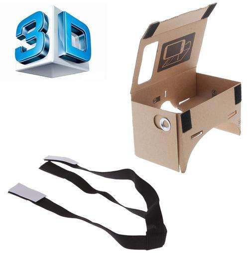 High Quality Google Cardboard Virtual Reality 3D Glasses + Adjustable Head Strap
