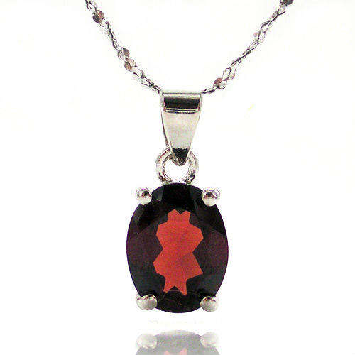 Garnet Pendant 925 Silver 7x5mm