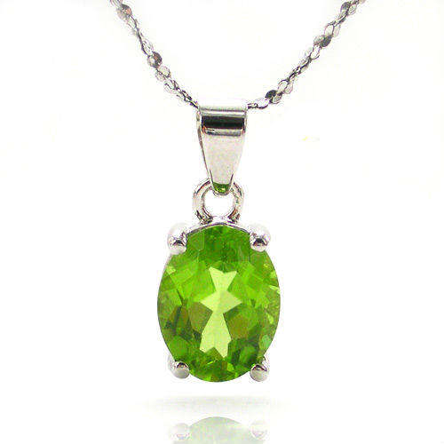 Peridot Pendant 925 Silver 7x5mm
