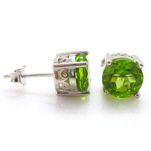 Peridot Stud Earrings 925 Silver 6mm