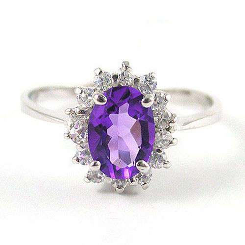 Amethyst 0.8ct Ring 925 Silver Size 7