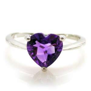 Amethyst 1.8ct Heart Ring 925 Silver