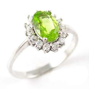 Peridot 0.8ct Ring 925 Silver Size 7