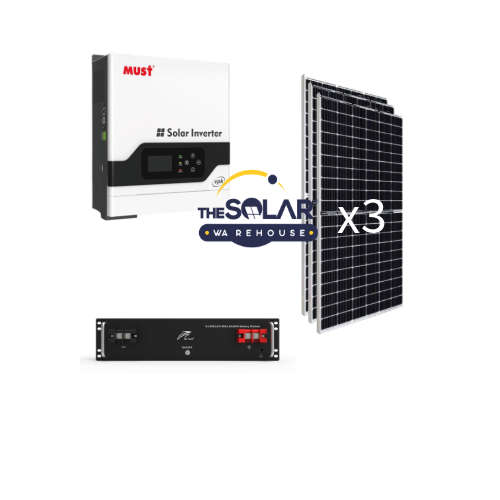 3kva Must MPPT Pure Sine Wave Load Shedding Combo 1x 2.56Kwh Battery and 3 x 450w mono solar panels
