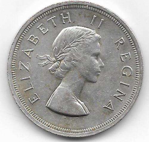 SOUTH AFRICA SILVER FIVE SHILLINGSELIZABETH 11 REGINA