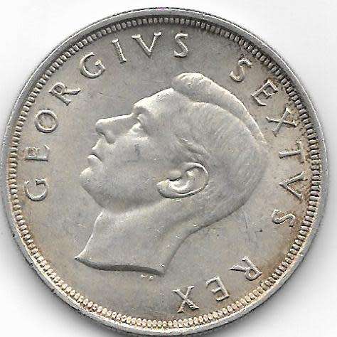 1949 SILVER SOUTH AFRICA FIVE SHILLINGS GEORG1VS SEXTVS REX SEE PER SCAN