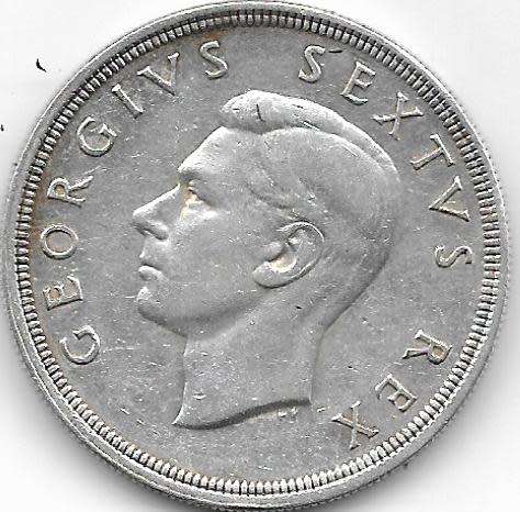 1948 SILVER SOUTH AFRICA FIVE SHILLINGS GEORG1VS SEXTVS REX SEE PER SCAN