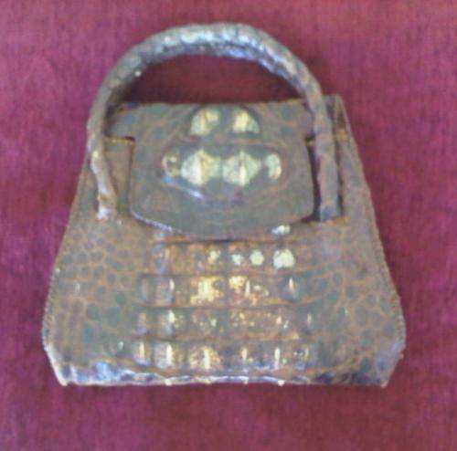 Early 1900's antique crocodile hornskin handbag