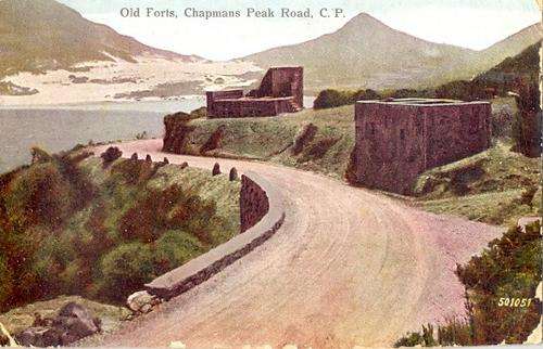 Hand-tinted post card - Old Forts, Chapmans Peak Road, C.P.
