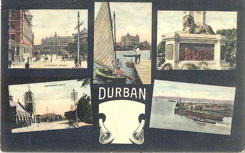 Hand-tinted post card - Various scenes, Durban