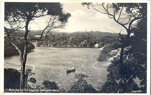 Old Postcard - Boating on the Lagoon, Margate, Natal, South Africa