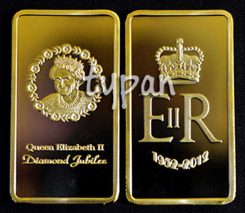 Queen Elizabeth II Diamond Jubilee 1oz gold clad bar + FREE coin