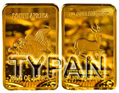 South Africa King of Africa Crocodile 1oz gold layered bar + FREE medallion