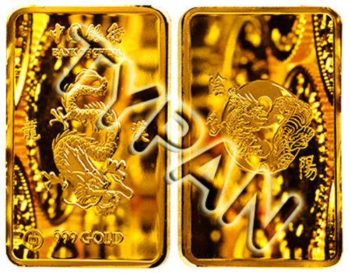 Bank of China 1oz gold clad bar