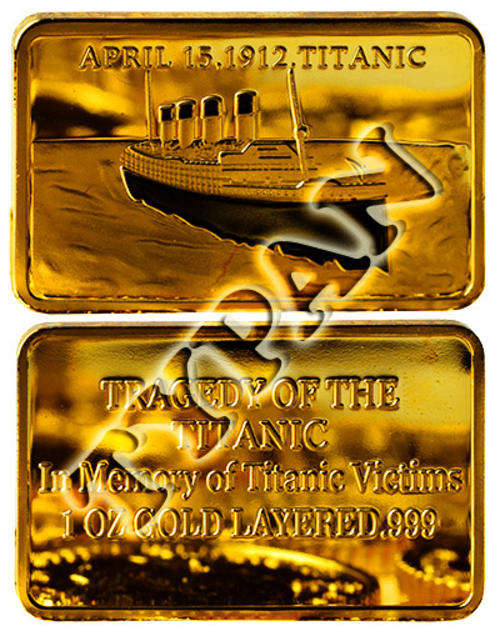 Titanic 100 years gold layered bar + FREE medallion