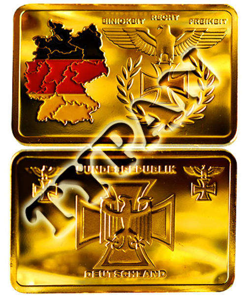 German Territory 1oz gold clad bar + FREE medallion