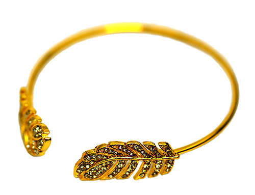 Gold Filled Feather Wrist Bracelet Bangle