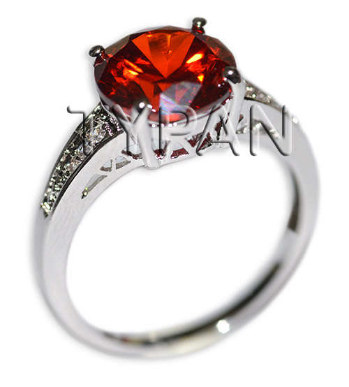 Simulated Garnet Size 7 Silver plated Ring in Box
