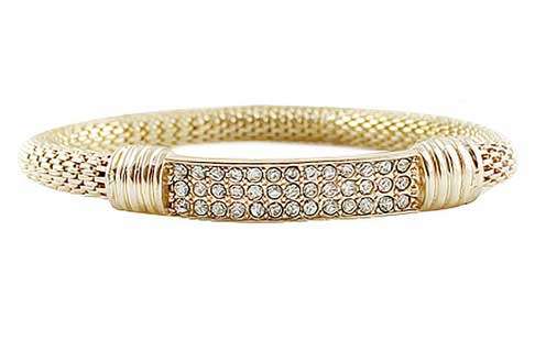 Rhinestone Elastic Weaved Bracelets White ONLY