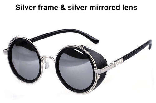 Retro Side Visor Unisex Sunglasses - Silver Frame Mirror lenses