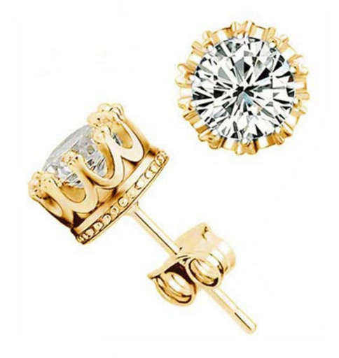 Rose Gold Plated Multi Prong 8mm Cubic Zirconia Stud Earrings in ring box