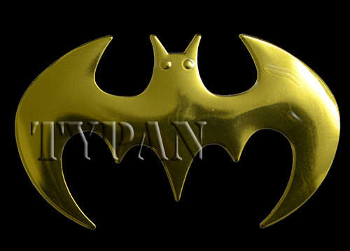 Batman Decal Chromed Metal Sticker - Gold Colour