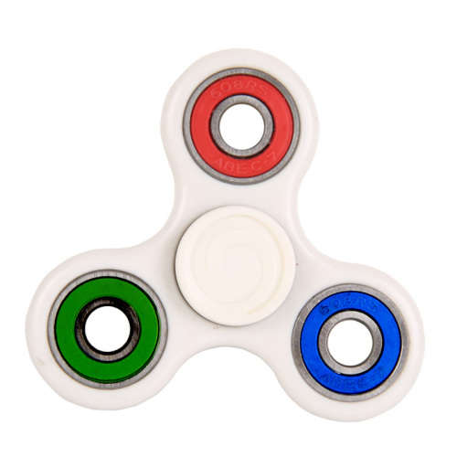 Retro Fidget Spinner with 4 bearings ABS Plastic WHITE with multicolour sides