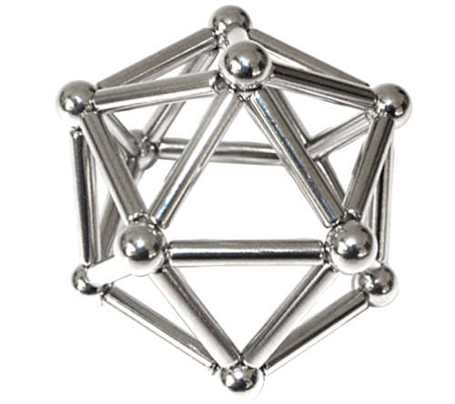 Magnet 3D puzzle comprising of 36 rods and 27 magnetic neocube buckyballs