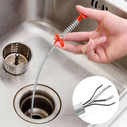 Pipe dredger unblocking cleansing hair removing drain clamp
