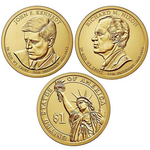 USA John F. Kennedy and Richard Nixon Presidential $1 Dollar Coins US Mint UNCIRCULATED