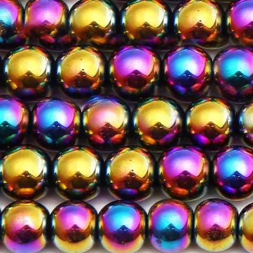 41 Rainbow Plated Hematite 11mm Round Loose Beads