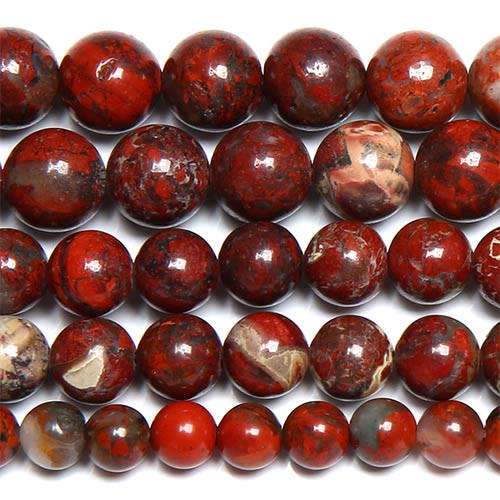 39 Red Brecciated Jasper Round Beads 10mm