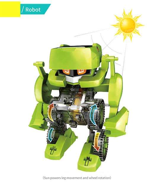 DIY 4 in 1 Solar powered Robot Transformer dinosaur Robot