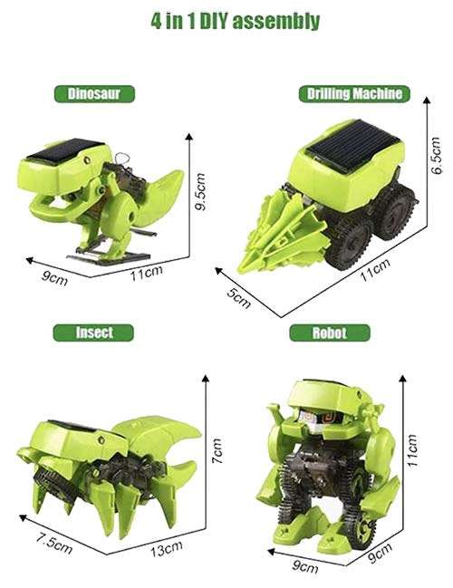 DIY 4 in 1 Solar powered Robot Transformer dinosaur Robot
