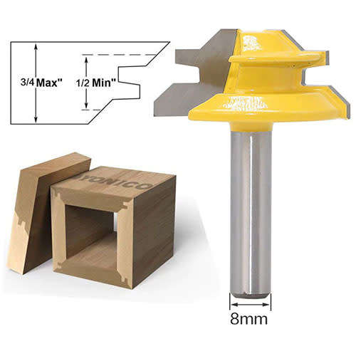 45 Degree Lock Miter Router Bit 8mm Shank