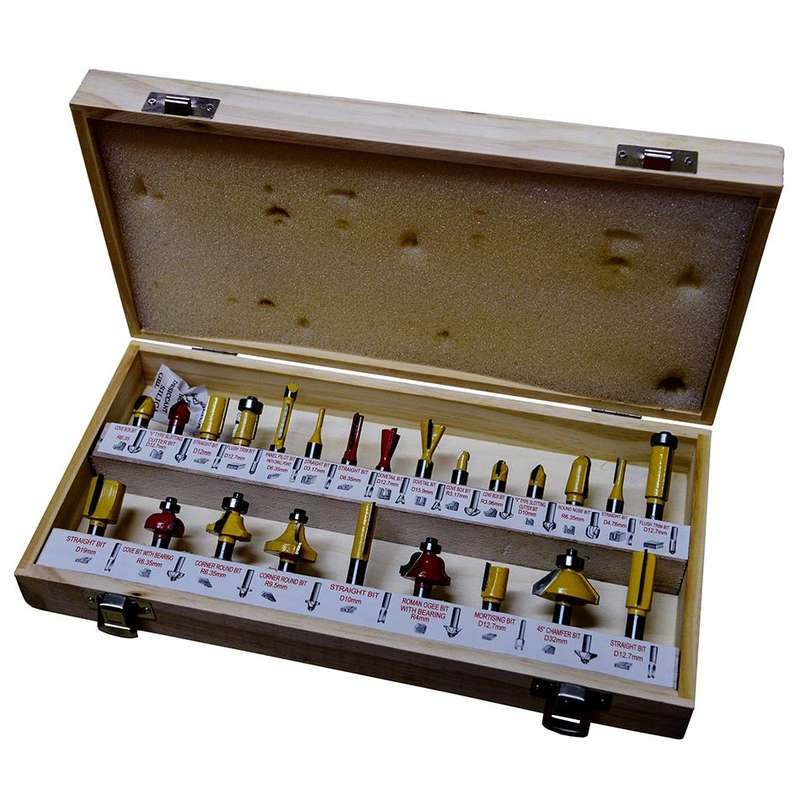 24 pcs Woodworking 1/3 inch 8mm Shank Router Bit Set