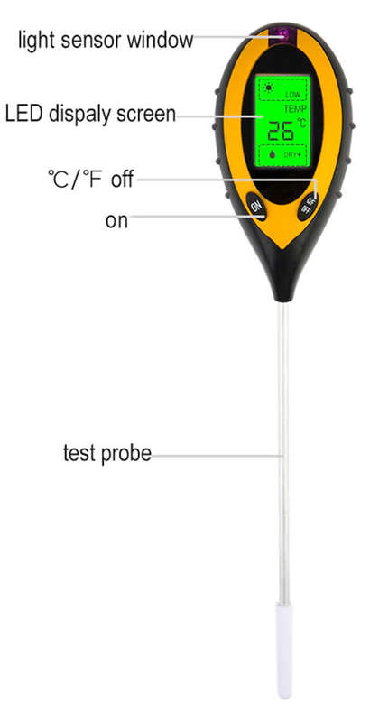 4 In 1 Soil Meter PH Moisture Temperature Digital Tester