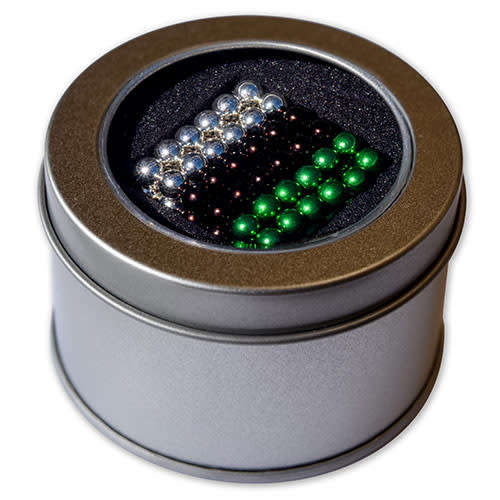 216 Neodymium Neocube 5mm magnetic buckyballs SILVER BRONZE GREEN in  Tin