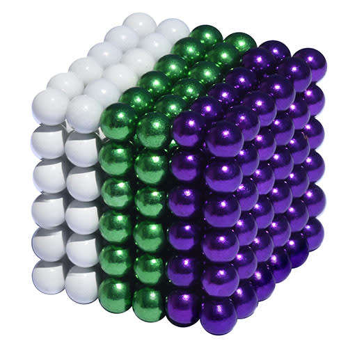 216 Neocubes 5mm magnetic buckyballs WHITE GREEN VIOLET  in Tin