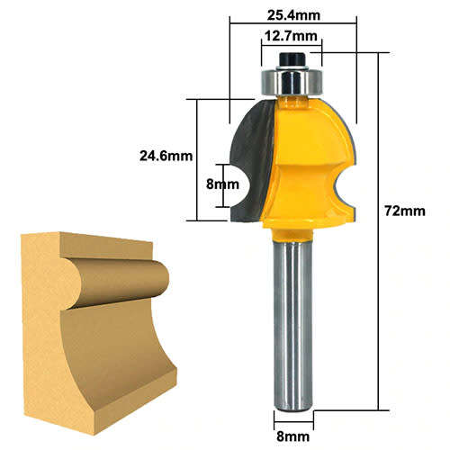 #6 8mm Shank Architectural Cemented Carbide Molding Handrail Router Bit