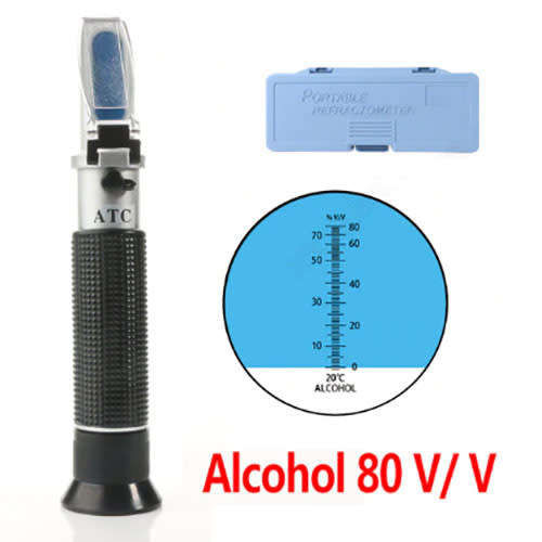 Alcohol Refractometer Alcoholometer 0~80% ATC Handheld Alcohol Tester BOXED