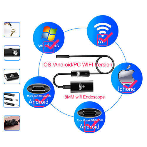 Endoscope Borescope 2meter wifi Camera for iphone android PC & MAC 1280X720 pixels