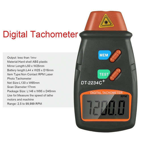 Non Contact Handheld RPM Laser Photo Tachometer