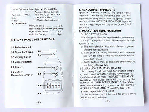 Non Contact Handheld RPM Laser Photo Tachometer