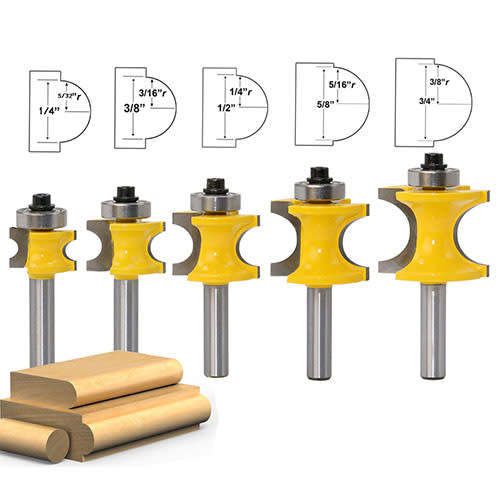 5 piece 8mm bullnose Carbide Tipped router bit set
