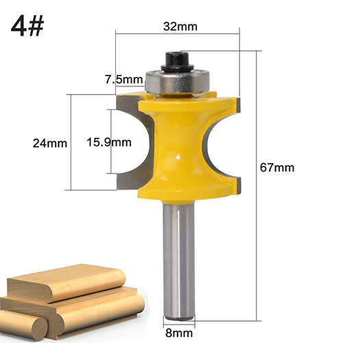 5 piece 8mm bullnose Carbide Tipped router bit set